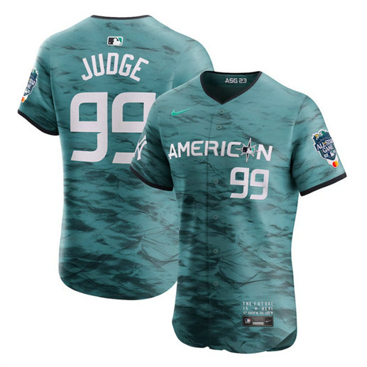 Men's New York Yankees #99 Aaron Judge Teal 2023 All-Star Flex Base Stitched Baseball Jersey 1