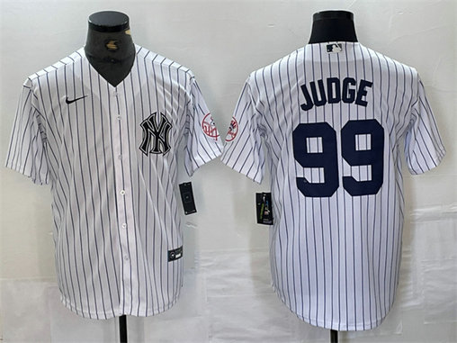 Men's New York Yankees #99 Aaron Judge White Cool Base Stitched Baseball Jersey 1