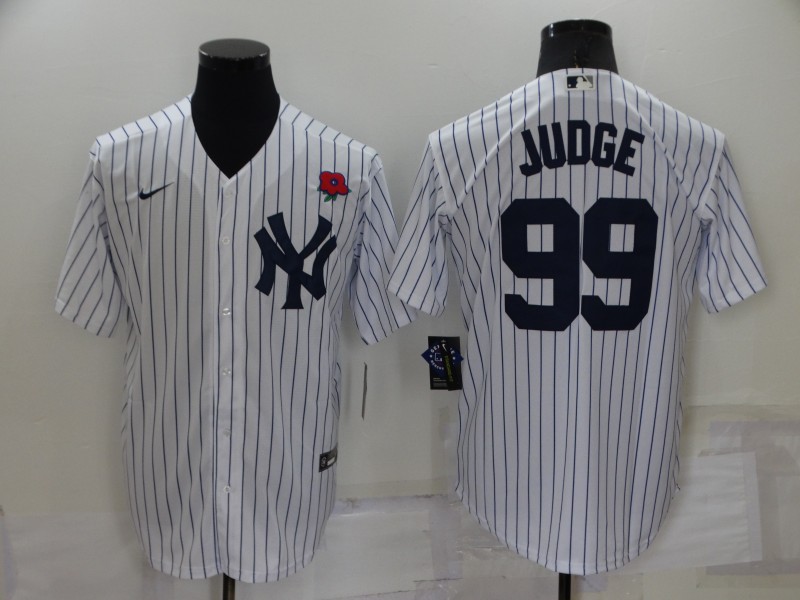 Men's New York Yankees #99 Aaron Judge White Cool Base Stitched Baseball Jerseys