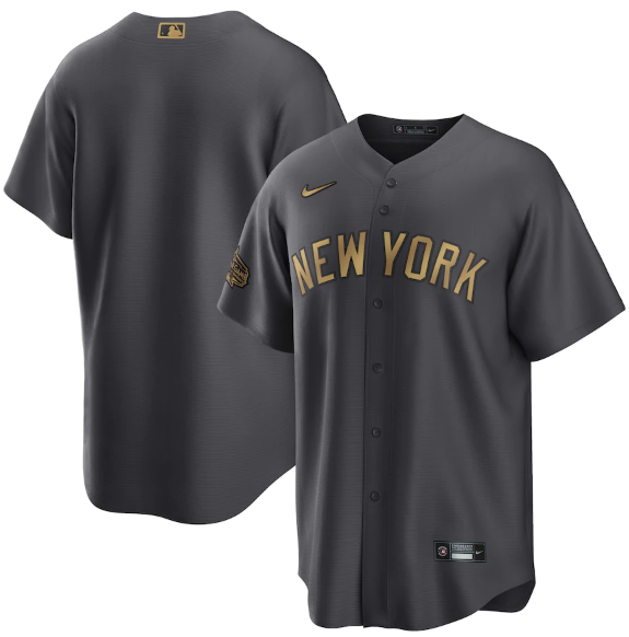 Men's New York Yankees Blank 2022 All-Star Charcoal Cool Base Stitched Baseball Jersey