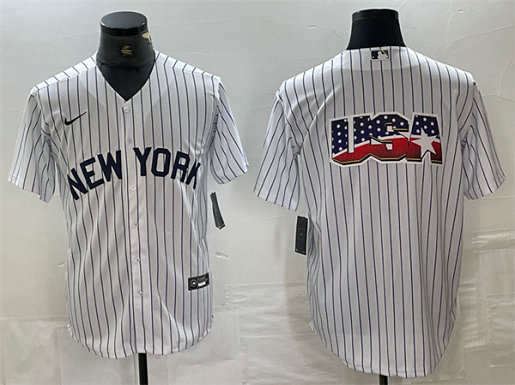Men's New York Yankees Team Big Logo White Cool Base Stitched Baseball Jersey 3