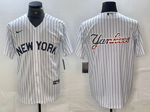 Men's New York Yankees Team Big Logo White Cool Base Stitched Baseball Jersey 4