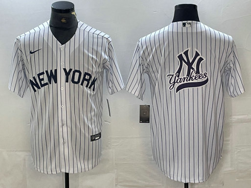Men's New York Yankees Team Big Logo White Cool Base Stitched Baseball Jersey 5