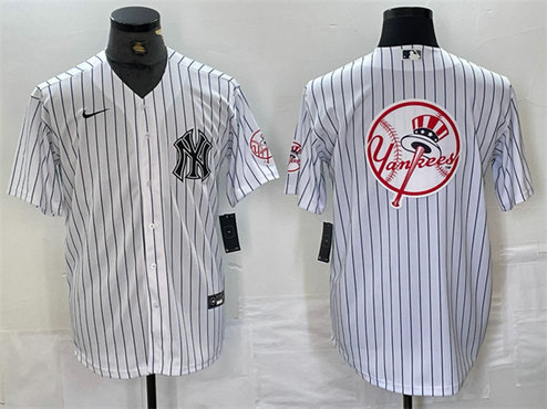 Men's New York Yankees White Team Big Logo Cool Base Stitched Baseball Jersey 6