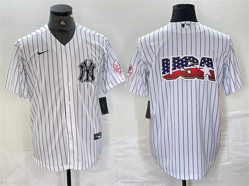 Men's New York Yankees White Team Big Logo Cool Base Stitched Baseball Jersey 9