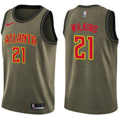 Men's Nike Atlanta Hawks #21 Dominique Wilkins Green Salute to Service NBA Swingman Jersey