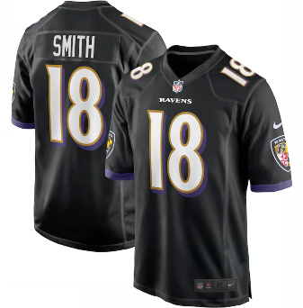 Men's Nike Baltimore Ravens #18 Roquan Smith Black Vapor Limited Jersey