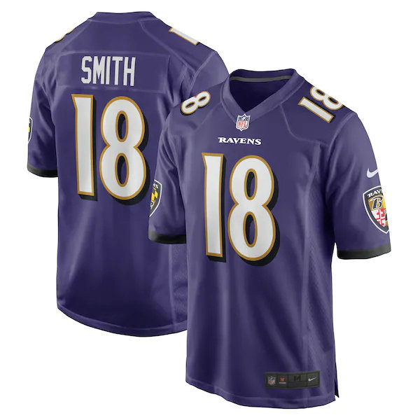 Men's Nike Baltimore Ravens #18 Roquan Smith Purple Vapor Limited Jersey