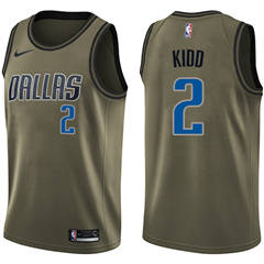 Men's Nike Dallas Mavericks #2 Jason Kidd Green Salute to Service NBA Swingman Jersey