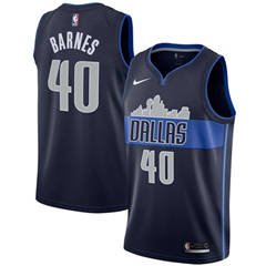 Men's Nike Dallas Mavericks #40 Harrison Barnes Navy NBA Swingman Statement Edition Jersey