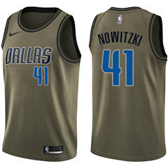 Men's Nike Dallas Mavericks #41 Dirk Nowitzki Green Salute to Service NBA Swingman Jersey