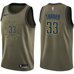 Men's Nike Indiana Pacers #33 Myles Turner Green Salute to Service NBA Swingman Jersey