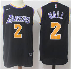 Men's Nike Los Angeles Lakers #2 Lonzo Ball Black NBA Swingman Jersey
