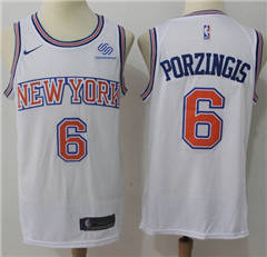 Men's Nike New York Knicks #6 Kristaps Porzingis White NBA Swingman Hardwood Classics Jersey