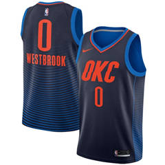 Men's Nike Oklahoma City Thunder #0 Russell Westbrook Navy Blue Statement Edition NBA Swingman Jersey