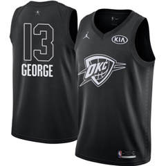 Men's Nike Oklahoma City Thunder #13 Paul George Black NBA Jordan Swingman 2018 All-Star Game Jersey