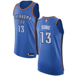 Men's Nike Oklahoma City Thunder #13 Paul George Blue NBA Authentic Icon Edition Jersey