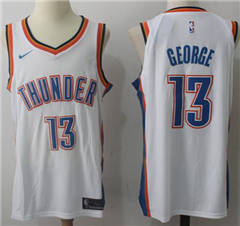 Men's Nike Oklahoma City Thunder #13 Paul George White NBA Swingman Association Edition Jersey
