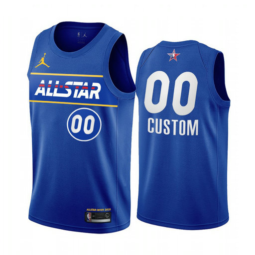 Men's Nike Personalized Jordan Brand Blue 2021 NBA All-Star Game Swingman Finished Jersey