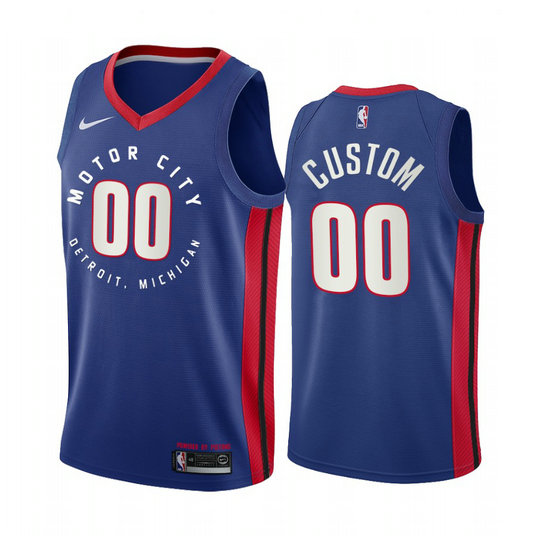 Men's Nike Pistons Personalized Blue NBA Swingman 2020-21 City Edition Jersey