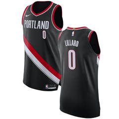 Men's Nike Portland Trail Blazers #0 Damian Lillard Black NBA Authentic Icon Edition Jersey