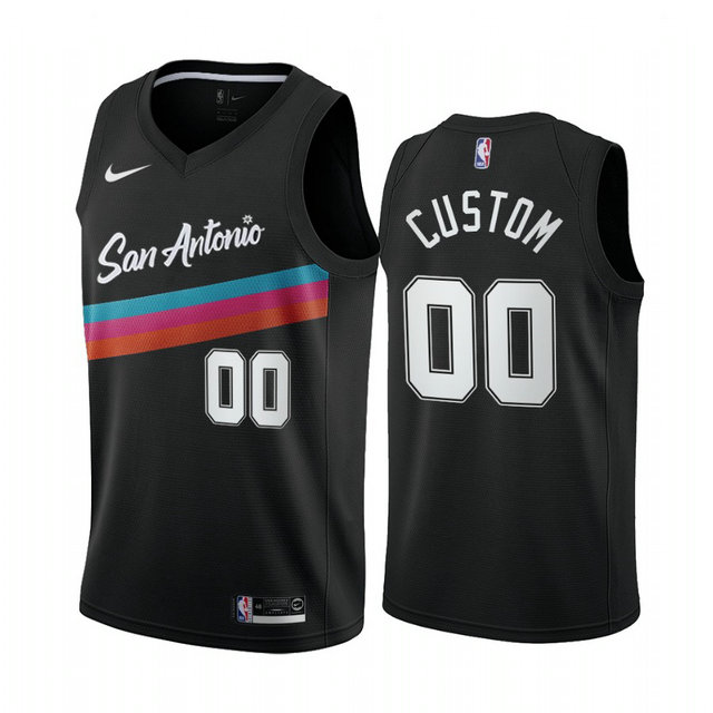 Men's Nike Spurs Personalized Black NBA Swingman 2020-21 City Edition Jersey