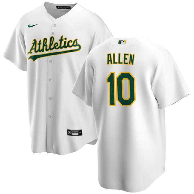Men's Oakland Athletics #10 Nick Allen White Cool Base Stitched Jersey