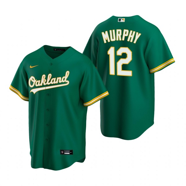 Men's Oakland Athletics #12 Sean Murphy Green Cool Base Stitched Jerseys