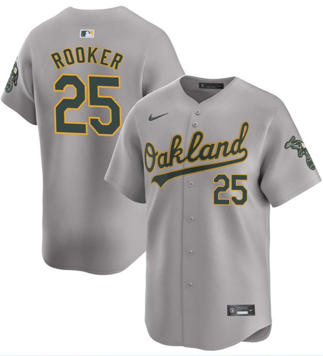 Men's Oakland Athletics #25 Brent Rooker Grey Away Limited Stitched Jersey