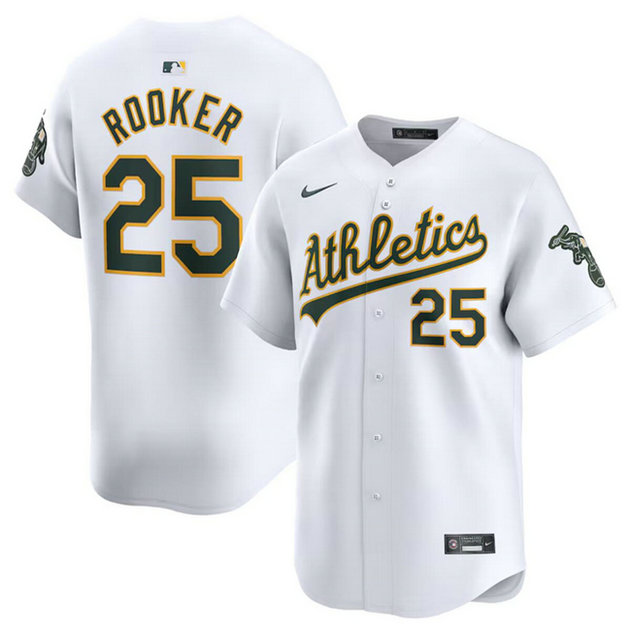 Men's Oakland Athletics #25 Brent Rooker White Home Limited Stitched Jersey