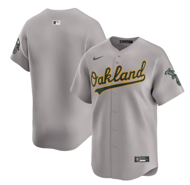 Men's Oakland Athletics Blank Grey Away Limited Stitched Jersey