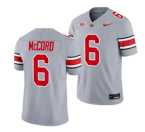 Men's Ohio State Buckeyes #6 Kyle McCord Gray 2023 Limited Stitched Jersey