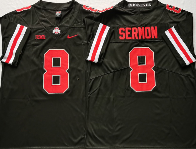 Men's Ohio State Buckeyes #8 Trey Sermon Black Stitched NCAA Jersey