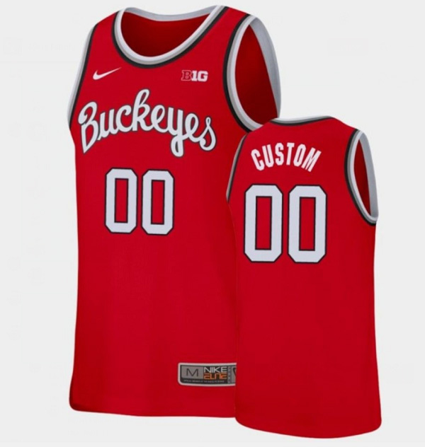 Men's Ohio State Buckeyes Customized Red Stitched Jersey