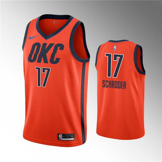 Men's Oklahoma City Thunder #17 Dennis Schroder Orange Stitched Basketball Jersey