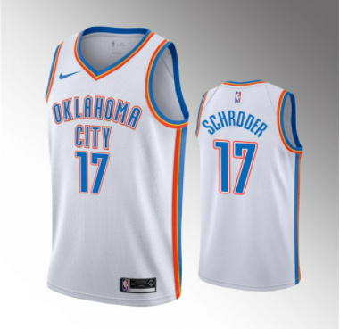 Men's Oklahoma City Thunder #17 Dennis Schroder White Stitched Basketball Jersey