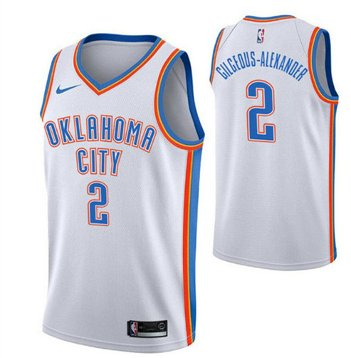 Men's Oklahoma City Thunder #2 Shai Gilgeous-Alexander White Stitched Basketball Jersey