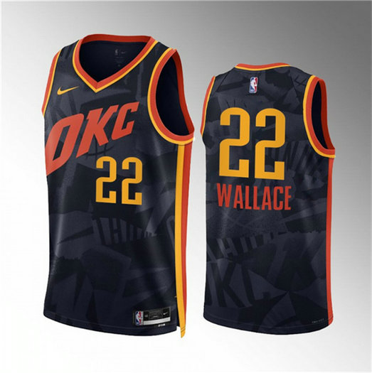 Men's Oklahoma City Thunder #22 Cason Wallace Black 2023 24 City Edition Stitched Basketball Jersey