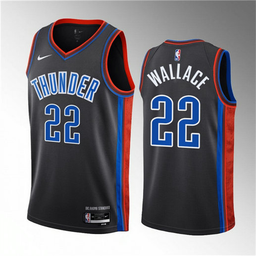 Men's Oklahoma City Thunder #22 Cason Wallace Black 2023 Draft City Edition Stitched Basketball Jersey