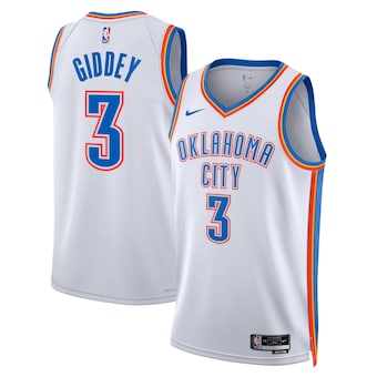 Men's Oklahoma City Thunder #3 Josh Giddey White Association Edition Stitched Basketball Jersey