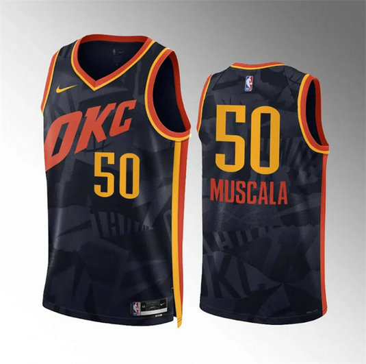 Men's Oklahoma City Thunder #50 Mike Muscala Black 2023 24 City Edition Stitched Basketball Jersey