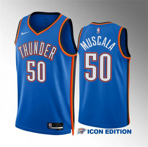 Men's Oklahoma City Thunder #50 Mike Muscala Blue Icon Edition Stitched Basketball Jersey