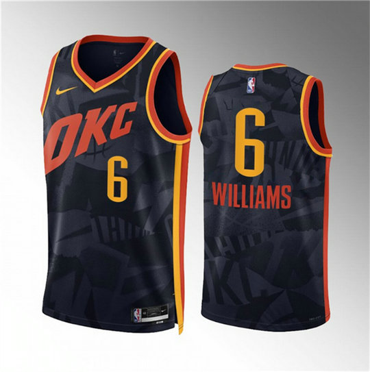 Men's Oklahoma City Thunder #6 Jaylin Williams Black 2023 24 City Edition Stitched Basketball Jersey