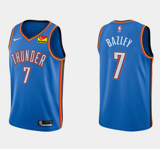 Men's Oklahoma City Thunder #7 Darius Bazley Blue Stitched Basketball Jersey