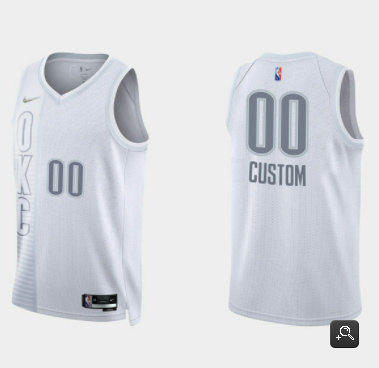 Men's Oklahoma City Thunder Active Player Custom 2021 22 City Edition White 75th Anniversary Stitched Basketball Jersey