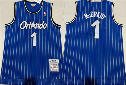 Men's Orlando Magic #1 Tracy McGrady Blue Stitched Jersey