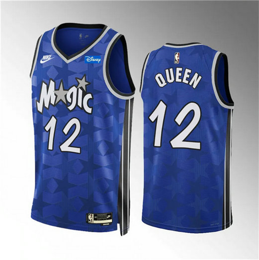 Men's Orlando Magic #12 Trevelin Queen Blue 2023 24 Classic Edition Stitched Basketball Jersey