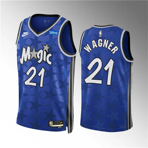 Men's Orlando Magic #21 Moritz Wagner Blue 2023 24 Classic Edition Stitched Basketball Jersey