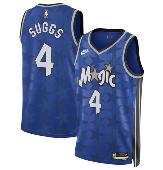 Men's Orlando Magic #4 Jalen Suggs Blue 2023 24 Classic Edition Stitched Basketball Jersey