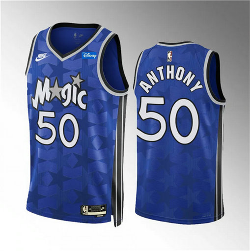 Men's Orlando Magic #50 Cole Anthony Blue 2023 24 Classic Edition Stitched Basketball Jersey